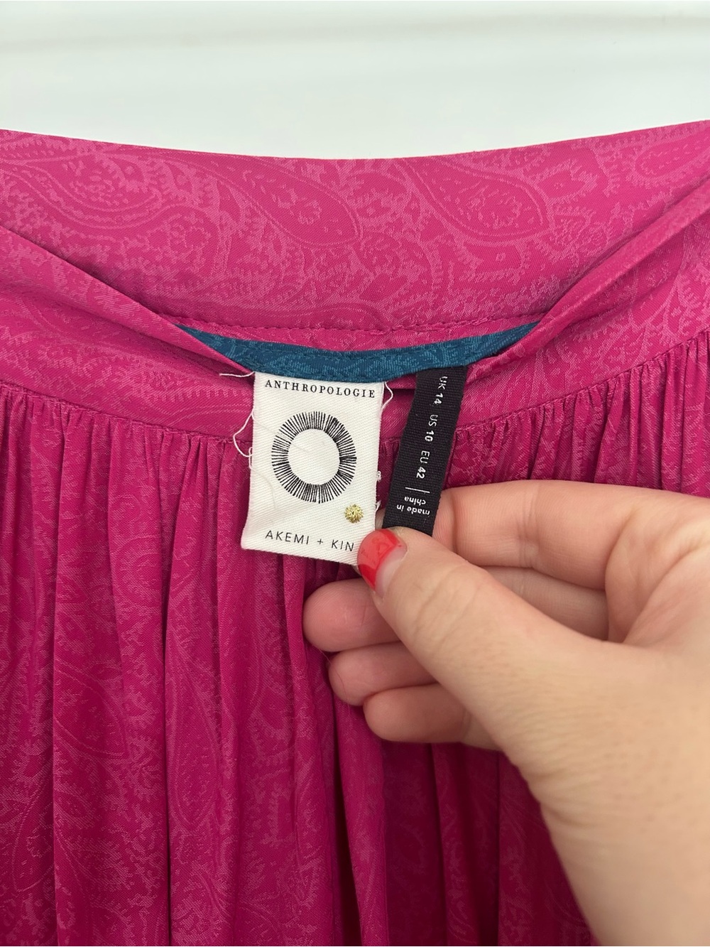 Anthropologie Fuchsia Pink Paisley Maxi Skirt - Picture 2 of 6